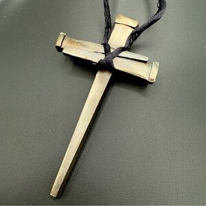 Metal Nail Cross Pendant Necklace